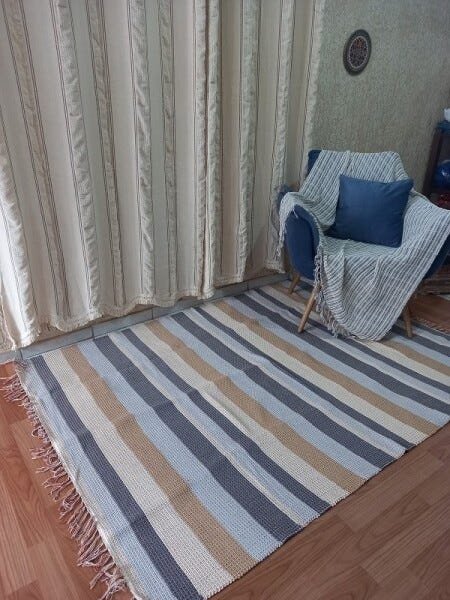 Tapete de Algodão Listrado 2x1,45 M - Cinza Chumbo - 2
