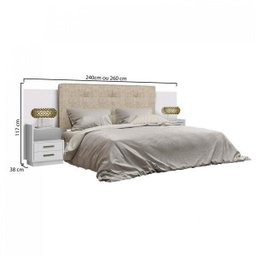 Cabeceira Casal Estofada com 2 Mesas de Apoio Galaxy Bronze  - 3