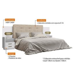 Cabeceira Casal Estofada com 2 Mesas de Apoio Galaxy Bronze  - 2