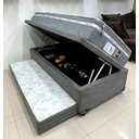 Ver imagem 1 de Conjunto Baú 3 em 1 com Cama Auxiliar Ortopédica Firme Sued Cinza + Colchão Molas Ensacadas Solteiro