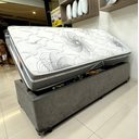 Ver imagem 3 de Conjunto Baú 3 em 1 com Cama Auxiliar Ortopédica Firme Sued Cinza + Colchão Molas Ensacadas Solteiro