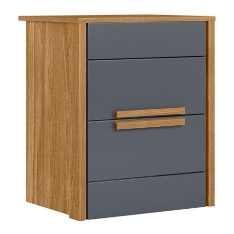 Mesa de Cabeceira 2 Gavetas 51cm Lara M07 Freijó/cinza - Mpozenato