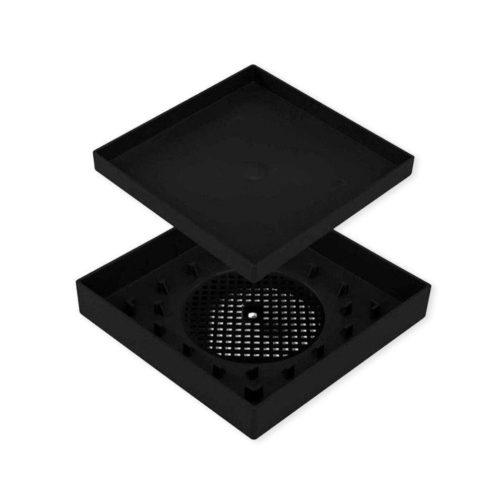 Ralo 10x10 Oculto Preto Plástico Abs para Piso e Porcelanato - 1