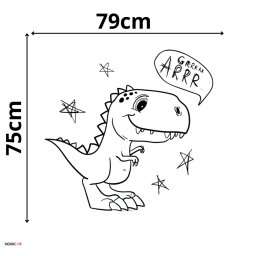 Adesivo de Parede Infantil Dinossauro Estrlinhas Preto Decorativo - 2