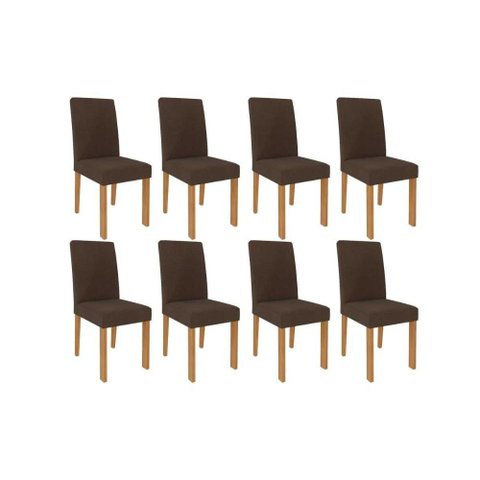 Kit 8 Cadeiras Sala Jantar Maia 8 Un Nature/suede Mascavo Chocolate - Cimol