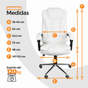 Ver imagem 4 de Cadeira de Escritório Presidente Reclinável Ergonômica - Branco