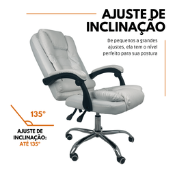 Cadeira de Escritório Presidente Reclinável Ergonômica - Branco - 5