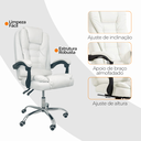 Ver mais imagens de Cadeira de Escritório Presidente Reclinável Ergonômica - Branco