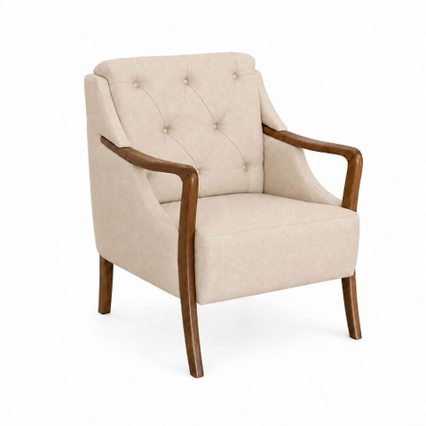 Poltrona Decorativa 75cm Zoe Linho Bege - Sallar Home