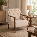 Ver imagem 2 de Poltrona Decorativa 75cm Zoe Linho Bege - Sallar Home