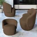 Ver imagem 1 de Kit Namoradeira + 2 Poltronas Decorativa Beatriz Orgânica Linho Marrom