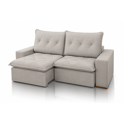 Sofá Retrátil Lucca | Espuma D28 e Encosto Reclinável:Veludo Bege/1,90