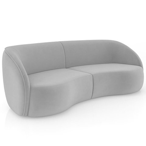 Sofá 4 Lugares para Sala Living Orgânico 288cm Eron M03 Veludo Cinza - Lyam Decor