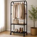 Ver imagem 2 de Arara Closet Desmontavel Multiuso 2 Prateleiras Resistente - Preta