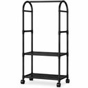 Ver imagem 1 de Arara Closet Desmontavel Multiuso 2 Prateleiras Resistente - Preta