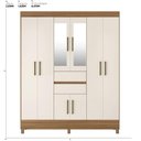 Ver imagem 4 de Kit Guarda Roupa Casal com Espelho 8 Portas Munique Cômoda Astral - Amêndola Touch/off White