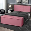 Ver imagem 4 de Kit Cabeceira Painel e Calçadeira Baú Solteiro 0,90m Roma Suede Rosa Dal Poz Estofados