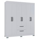 Ver imagem 1 de Guarda Roupa Casal Tóquio 6 Portas Branco Brilho - Poquema