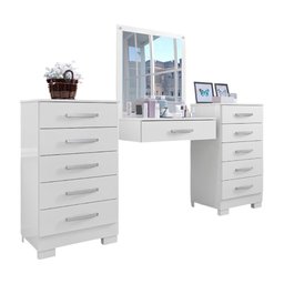 Conjunto para Quarto de Cômodas e Penteadeira Floratta Branco - 2