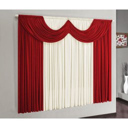 Cortina Riviera 2,00m X 1,70m para Varão Simples - Vermelho/palha - 1