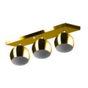 Ver imagem 1 de Lustre Plafon Bola 15 cm Retangular Triplo Dourado