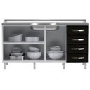 Ver imagem 3 de Balcão de Cozinha em Aço Star New 3 Portas 4 Gavetas Branco/Preto - Telasul