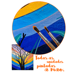 Mini Quadro Artesanal Decorativo com Árvore Morta Pintado a Mão Medindo 30x25cm - 9
