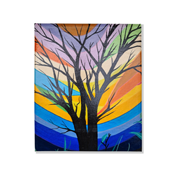 Mini Quadro Artesanal Decorativo com Árvore Morta Pintado a Mão Medindo 30x25cm - 2