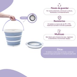 Kit lavanderia de 2 baldes dobráveis de plástico 10L Simplo - 3