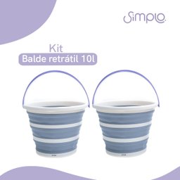 Kit lavanderia de 2 baldes dobráveis de plástico 10L Simplo - 2
