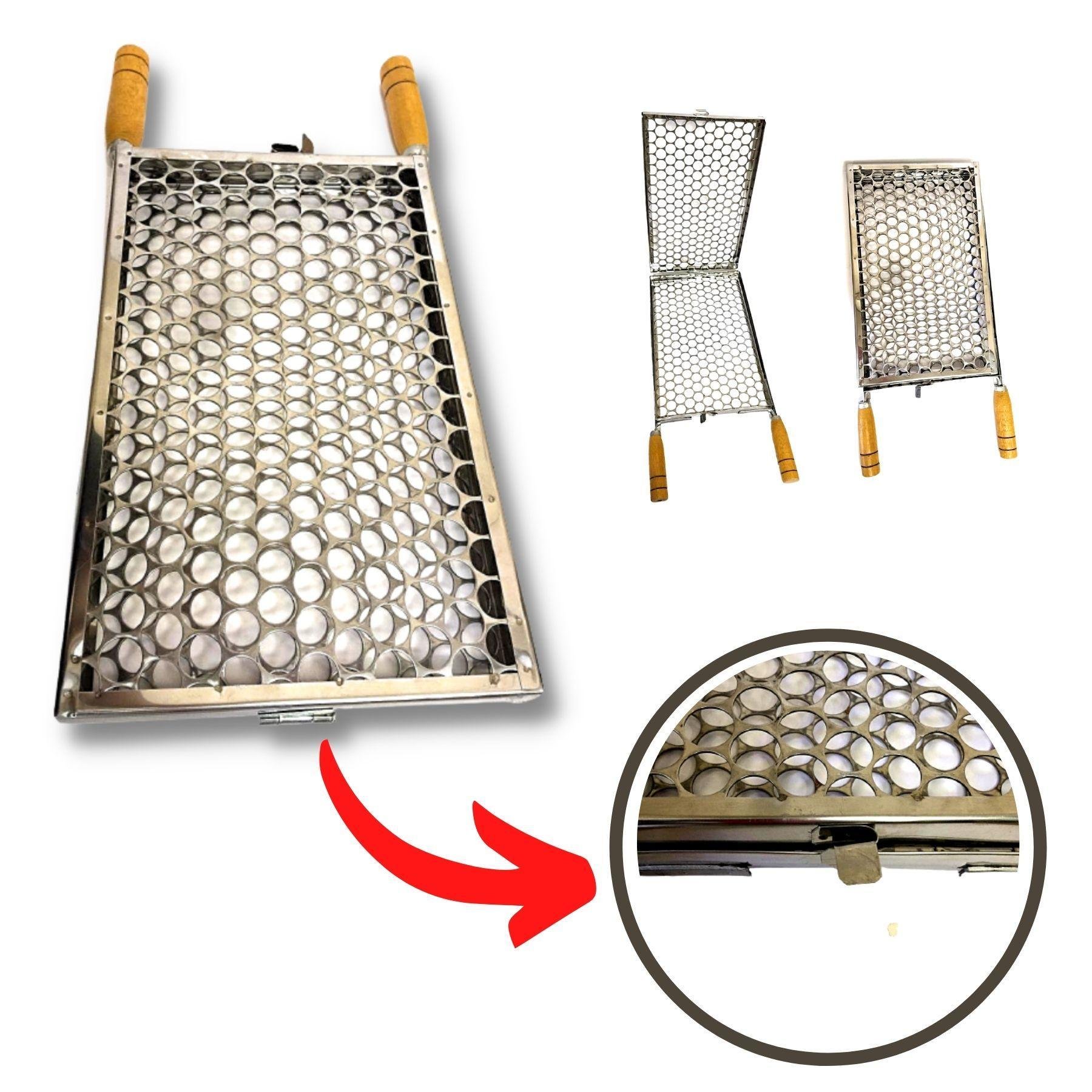 Grelha para Churrasqueira Peixe Frango Dupla Inox 42x25 | MadeiraMadeira