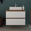Ver imagem 5 de Gabinete Banheiro 2 Gavetas 60cm Suspenso Multimóveis VCR10087 Amêndoa/Branco