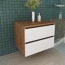 Ver imagem 2 de Gabinete Banheiro 2 Gavetas 60cm Suspenso Multimóveis VCR10087 Amêndoa/Branco