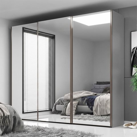 Guarda Roupa Veneto MDF 3 Portas com Espelho 274,5x230cm Cinza 1000