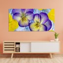 Ver imagem 1 de Quadro decorativo - Três Telas - Flores eml Tons Violeta - 120x60cm