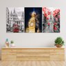 Quadros Decorativos - Três Telas 60x40cm - Cidades Europeias - 1