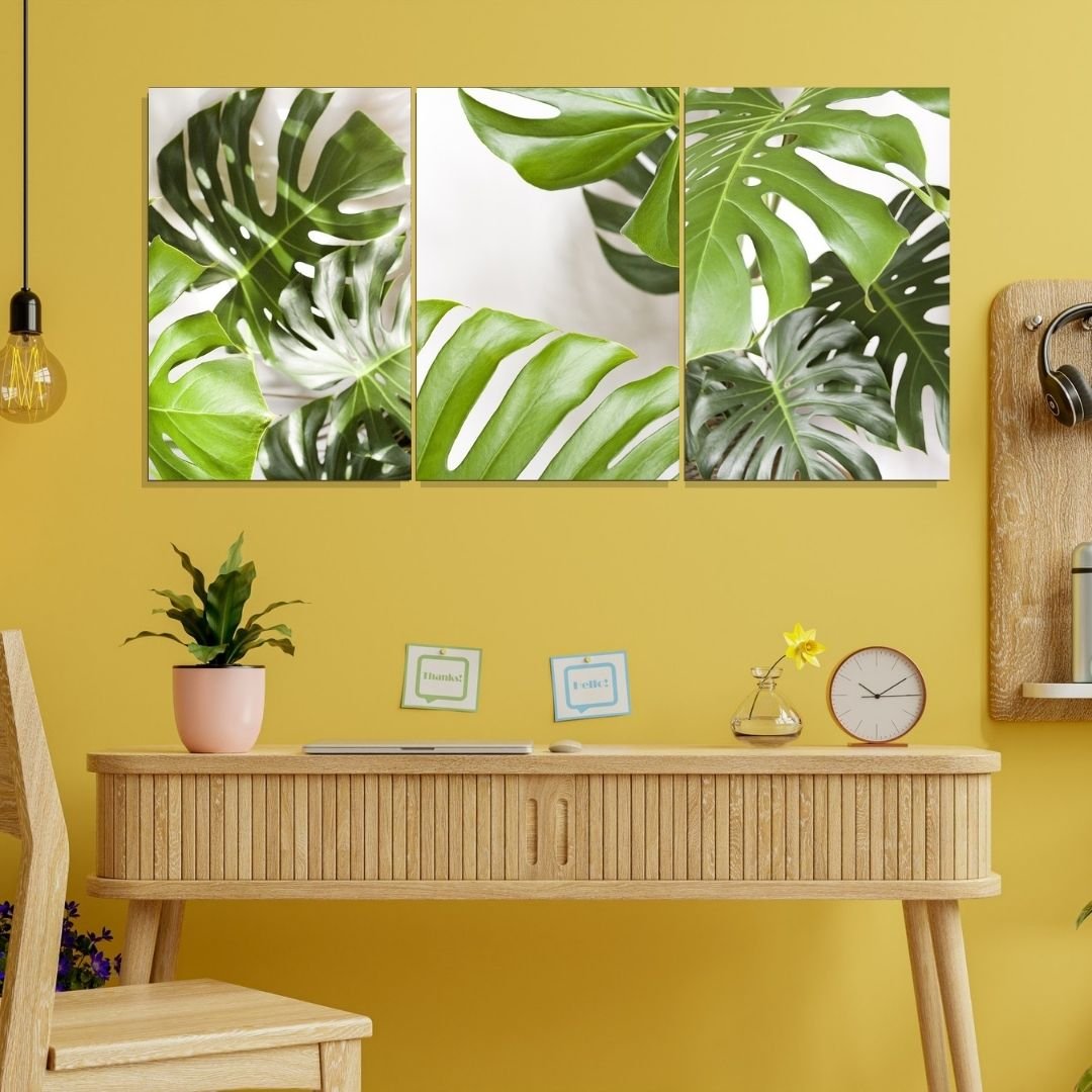 Quadros Decorativos - Três Telas 60x40cm - Folhas Tropicais - 1