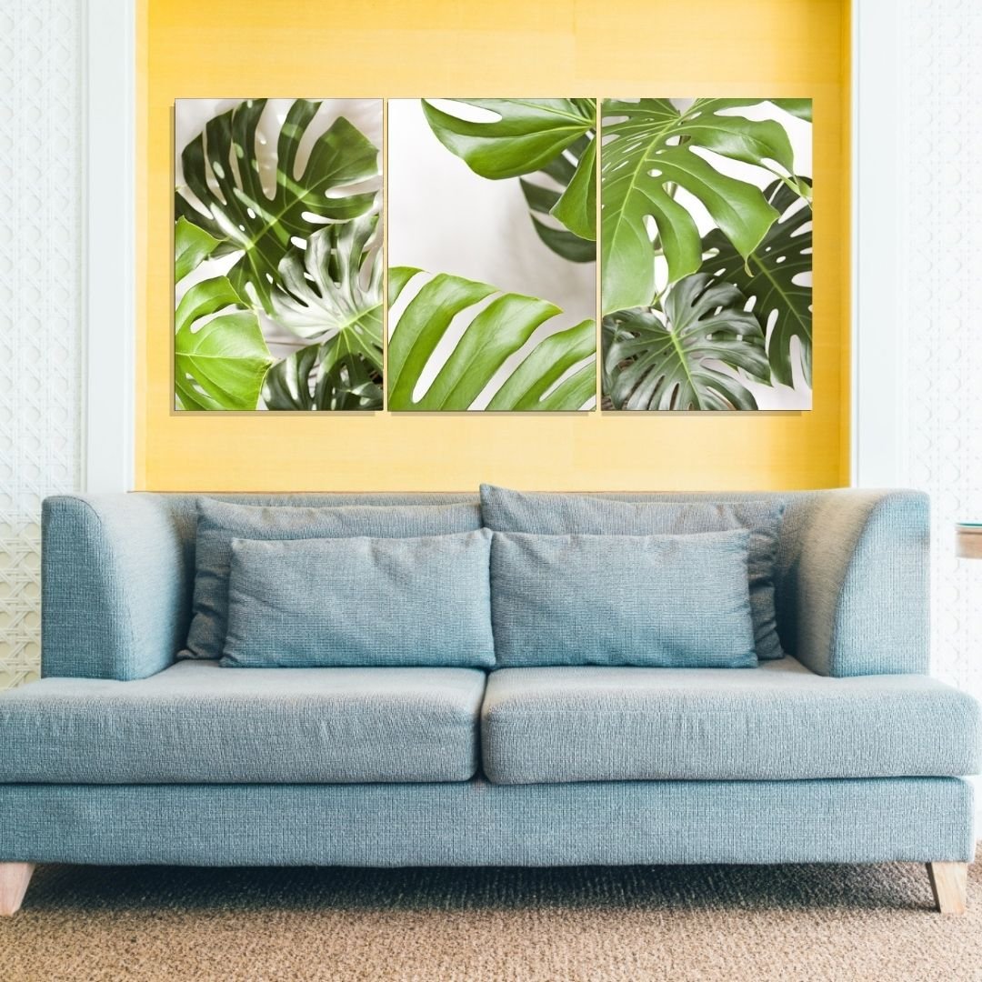 Quadros Decorativos - Três Telas 60x40cm - Folhas Tropicais - 5