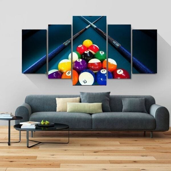 Quadro Decorativo Sinuca 5 peças 110x60cm - 1