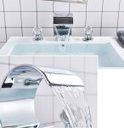 Ver imagem 4 de Torneira Misturador Banheiro Lavabo Duplo Comando Prateada