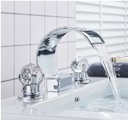 Ver imagem 1 de Torneira Misturador Banheiro Lavabo Duplo Comando Prateada