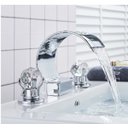 Ver imagem 1 de Torneira Misturador Banheiro Lavabo Duplo Comando Prateada