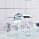 Ver imagem 2 de Torneira Misturador Banheiro Lavabo Duplo Comando Prateada