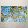 Quadro Decorativo - Abstrato Marmorizado Azul e Dourado - 1,10x70cm - 2