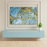 Quadro Decorativo - Abstrato Marmorizado Azul e Dourado - 1,10x70cm - 3