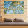 Quadro Decorativo - Abstrato Marmorizado Azul e Dourado - 1,10x70cm - 4