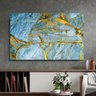 Quadro Decorativo - Abstrato Marmorizado Azul e Dourado - 1,10x70cm - 1