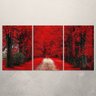 Quadro Decorativo - Três Telas - Caminho com Arvores Vermelhas -120x60cm - 2