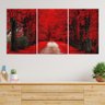Quadro Decorativo - Três Telas - Caminho com Arvores Vermelhas -120x60cm - 1