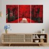 Quadro Decorativo - Três Telas - Caminho com Arvores Vermelhas -120x60cm - 4
